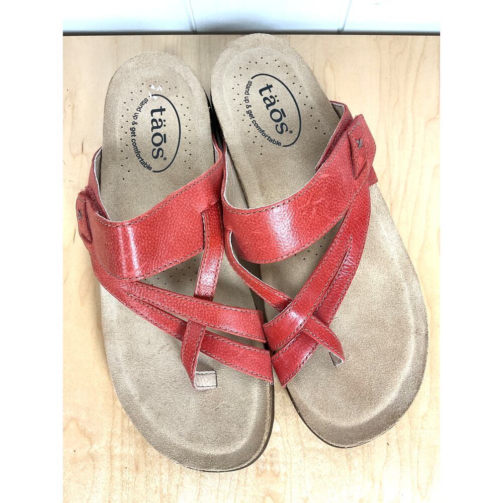 Taos Women's Perfect Sandal in Bruschetta (Red) Leather Slide Size ‎ 9 - Picture 3 of 9